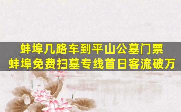 蚌埠几路车到平山公墓门票 蚌埠免费扫墓专线首日客流破万